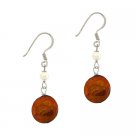 Sterling Silver Freshwater Cultured Amber & White Coin Pearl Dangle Earrings E9481M8