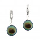Sterling Silver Freshwater Cultured Black Coin Pearl Lever-Back Earrings E9382FPCK
