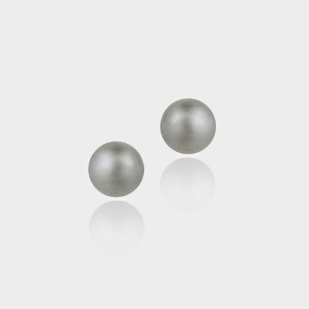 Sterling Silver Freshwater Cultured Gray Button Pearl 5.5-6mm Stud Earrings E10451FGPL