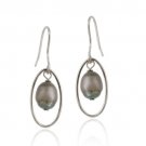 Sterling Silver Freshwater Cultured Grey Pearl Dangle Earrings E11849FGPL
