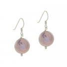 Sterling Silver Freshwater Cultured Iridescent Gray Coin Pearl Dangle Earrings E9509FGPL