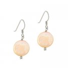 Sterling Silver Freshwater Cultured Peach Coin Pearl Dangle Earrings E9509FPCH