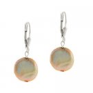 Sterling Silver Freshwater Cultured Peach Coin Pearl Leverback Earrings E9382FPCH