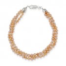 Sterling Silver Freshwater Cultured Peach Pearl 3 Strand Twisted Bracelet B11226FPCH