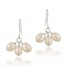 Sterling Silver Freshwater Cultured Peach Pearl Cluster Dangle Earrings E11749FPCH