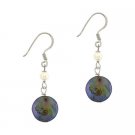 Sterling Silver Freshwater Cultured Peacock Coin Pearl Dangle Earrings E9481M9