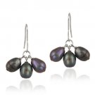 Sterling Silver Freshwater Cultured Peacock Pearl Cluster Dangle Earrings E11749FPCK
