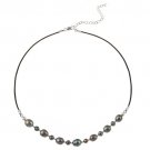 Sterling Silver Freshwater Cultured Peacock Pearl on Leather Beaded Necklace N11750FPCK