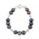 Sterling Silver Freshwater Cultured Peacock Pearls & Swarovski Elements Baby Bracelet B12577M2-4