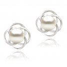 Sterling Silver Freshwater Cultured Pearl Flower Stud Earrings E13264FPL