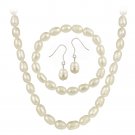 Sterling Silver Freshwater Cultured Pearl Jewelry Necklace, Bracelet Earring Set S10452FPL