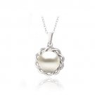 Sterling Silver Freshwater Cultured Pearl Twisted Flower Necklace P13265FPL