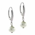 Sterling Silver Freshwater Cultured White Pearl Leverback Earrings E8467FPL