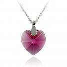 Sterling Silver Fuchsia Swarovski Elements Heart Necklace P12162FCH