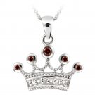 Sterling Silver Garnet & Diamond Accent Crown Necklace P12566G
