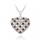 Sterling Silver Garnet & Diamond Accent Heart Locket Necklace P13192G