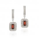 Sterling Silver Garnet & Diamond Accent Rectangular Dangle Earrings E11600G