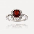Sterling Silver Garnet & Diamond Accent Square Ring R11679G-6
