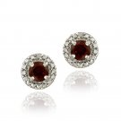 Sterling Silver Garnet & Diamond Accent Stud Earrings E12055G