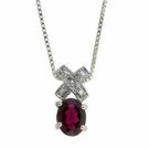 Sterling Silver Garnet & Diamond Accent X and Oval Necklace P2913G