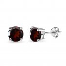Sterling Silver Garnet 7mm Round-Cut Solitaire Stud Earrings E13927G