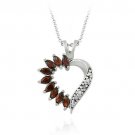 Sterling Silver Garnet and Diamond Accent Heart Pendant 2464