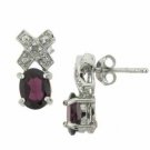 Sterling Silver Garnet and Diamond Accent X & O Earrings E2913G