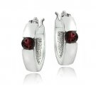 Sterling Silver Garnet Huggie Earrings E13637G