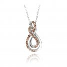 Sterling Silver Garnet Intertwined Infinity Necklace P13293G