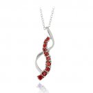 Sterling Silver Garnet Journey Ribbon Necklace P13024G