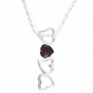 Sterling Silver Garnet Open Hearts Vertical Slide Pendant 2300