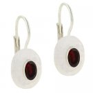 Sterling Silver Garnet Oval Leverback Earrings E10002G