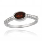 Sterling Silver Garnet Oval Solitaire Ring Size 7 R141-7