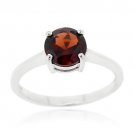 Sterling Silver Garnet Solitaire Round Ring Size 5 R11886G-5
