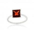 Sterling Silver Garnet Solitaire Square Ring R11887G-10