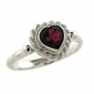 Sterling Silver Garnet Vintage Heart Ring Size 8 R7096G-8