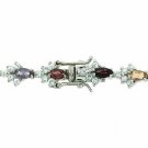 Sterling Silver Garnet, Amethyst, Blue Topaz, Citrine,& CZ Leaf Bracelet B4661M