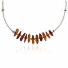 Sterling Silver Genuine Amber Chip Bali Bead Necklace N2846