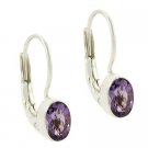 Sterling Silver Genuine Amethyst Stone Oval LeverBack Lever Back Earrings E10021A