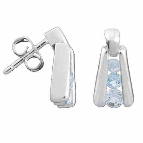 Sterling Silver Genuine Blue Topaz Triangle Earrings 2090