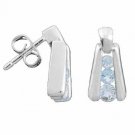 Sterling Silver Genuine Blue Topaz Triangle Earrings 2090