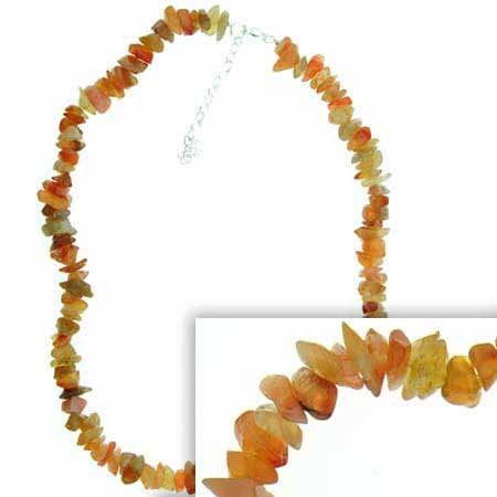 Sterling Silver Genuine Carnelian Chip Necklace N245