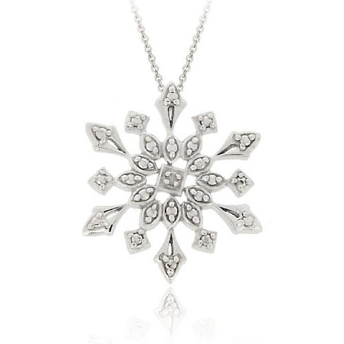 Sterling Silver Genuine Diamond Accent Snowflake Pendant P11159