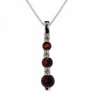 Sterling Silver Genuine Diamond and Genuine Garnet Stone Past Present and Future Pendant P4001G