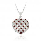 Sterling Silver Genuine Garnet Puffed Heart Pendant P11493G