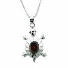 Sterling Silver Genuine Garnet Turtle Pendant P4642G