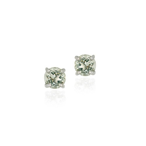 Sterling Silver Genuine Green Amethyst 6mm Round Stud Earrings - February Birthstone E11524GA