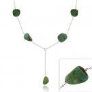 Sterling Silver Genuine Green Turquoise Stone Chain Y Necklace N9864TQ3