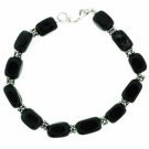 Sterling Silver Genuine Onyx Nugget & Bali Bead Bracelet B4523CBO