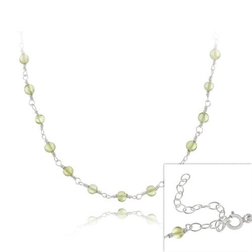 Sterling Silver Genuine Peridot Beaded Necklace 2383